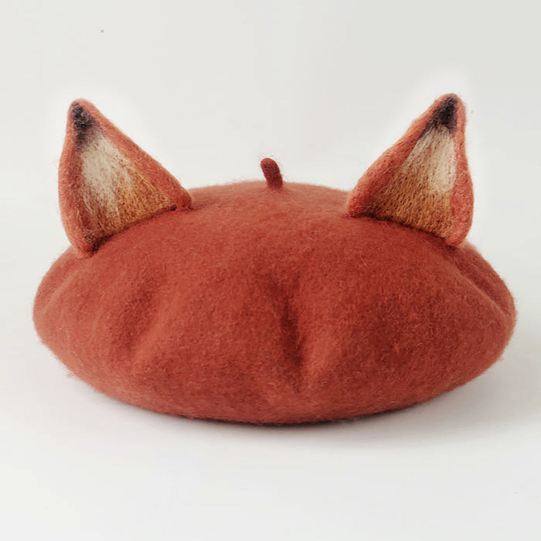Fox handmake Wool Handmade Beret