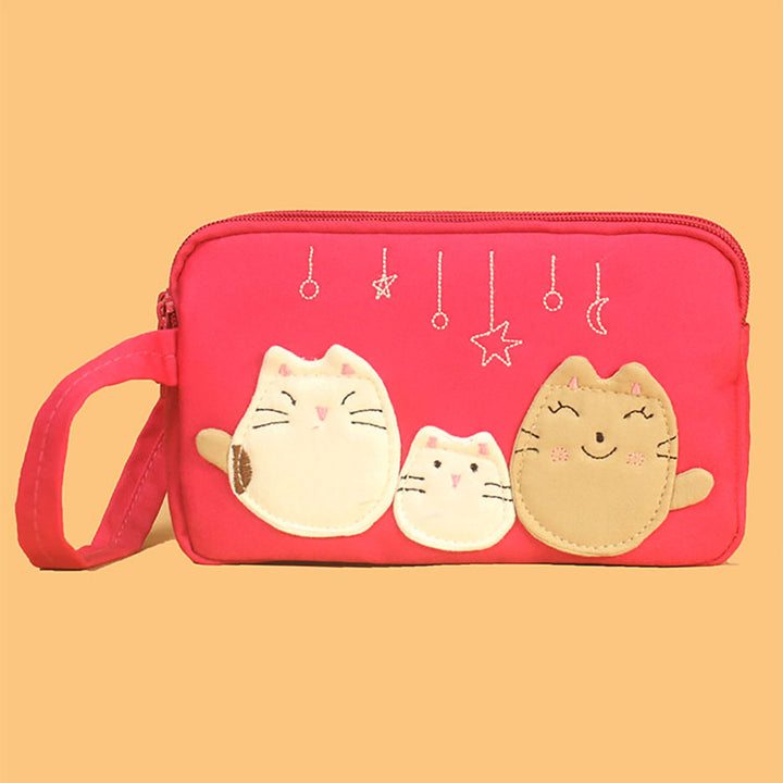 Cute Cartoon Kitty Embroidery Credit Card Holder Wallet