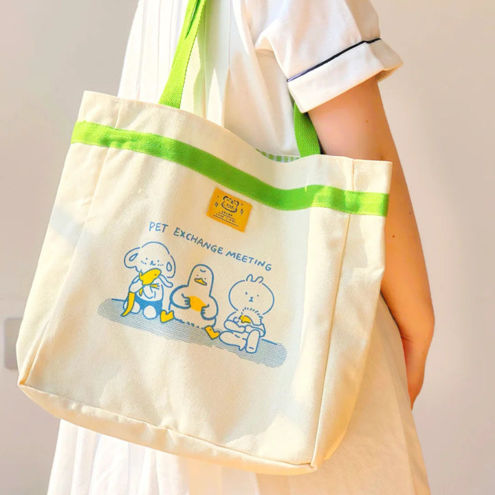 Animal Friends Print Canvas Toe Bag