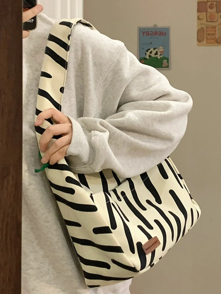 Zebra Crossing Pattern Canvas Crossbody Bag